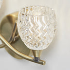 BOYER-2WBAB 2 Light Antique Brass Zig Zig Glass Wall Light