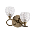 BOYER-2WBAB 2 Light Antique Brass Zig Zig Glass Wall Light
