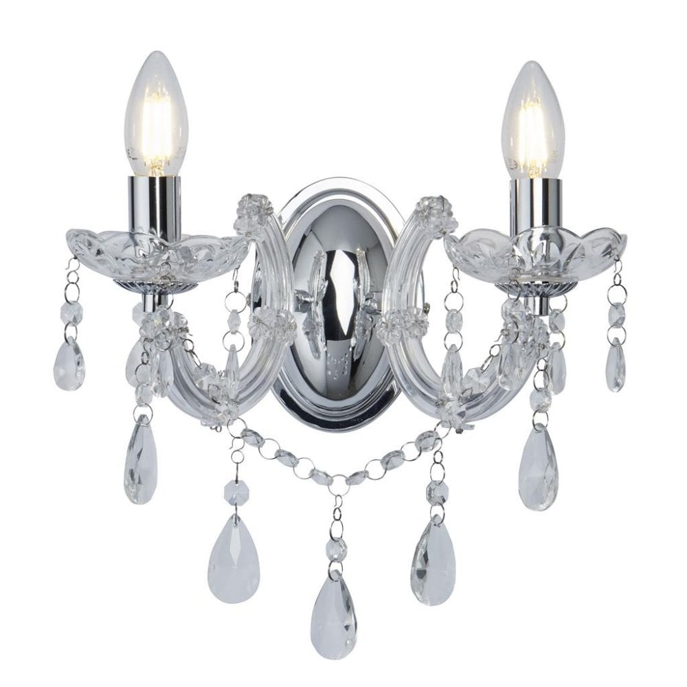Marie Therese Classic Twin Wall Light In Polished Chrome Finish 399-2