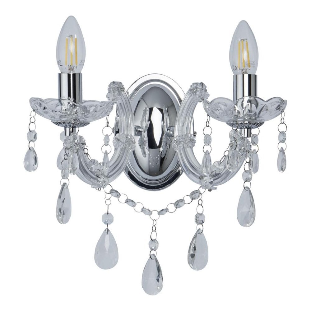 Marie Therese Classic Twin Wall Light In Polished Chrome Finish 399-2