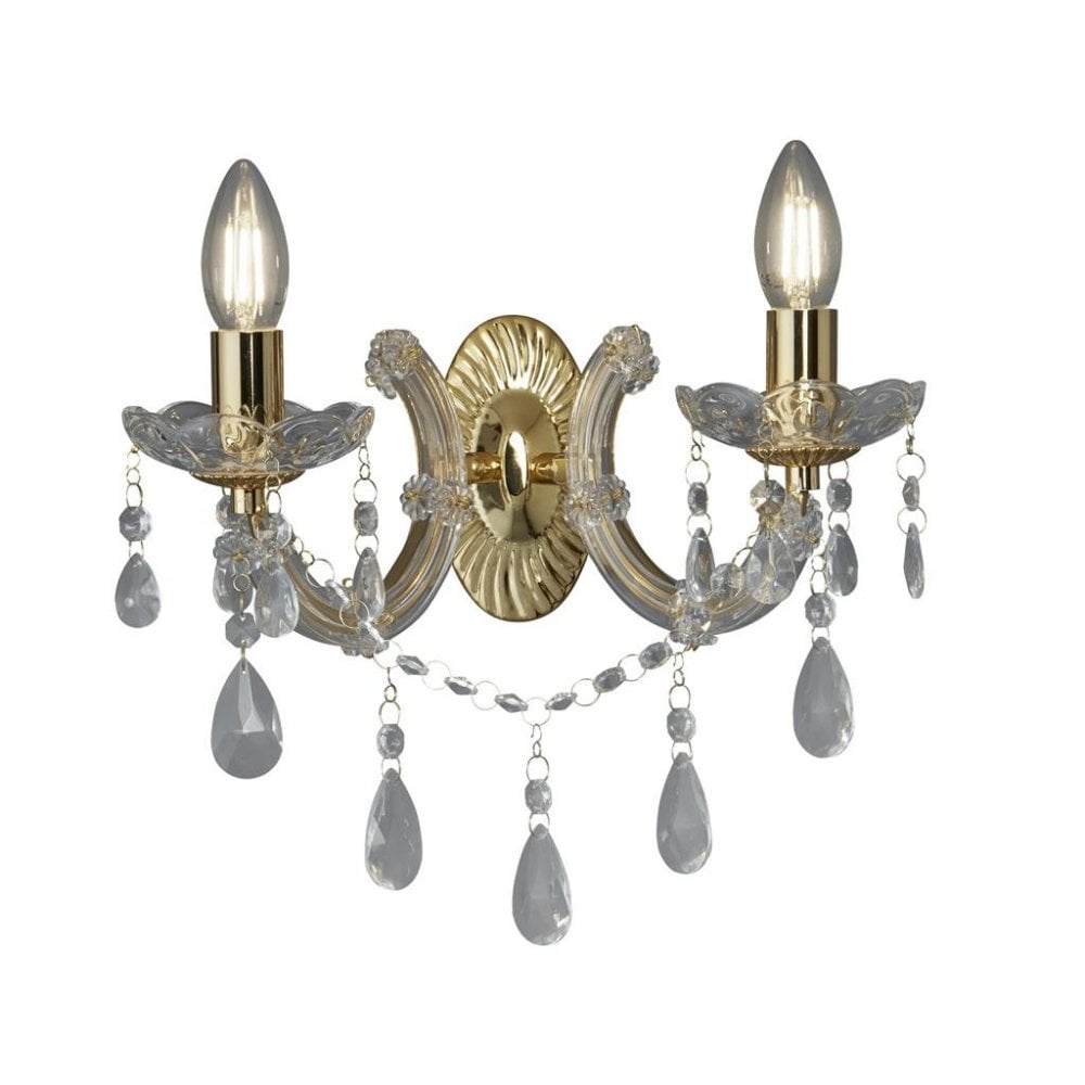 Marie Therese Classic Twin Wall Light In Polished Brass Finish 699-2