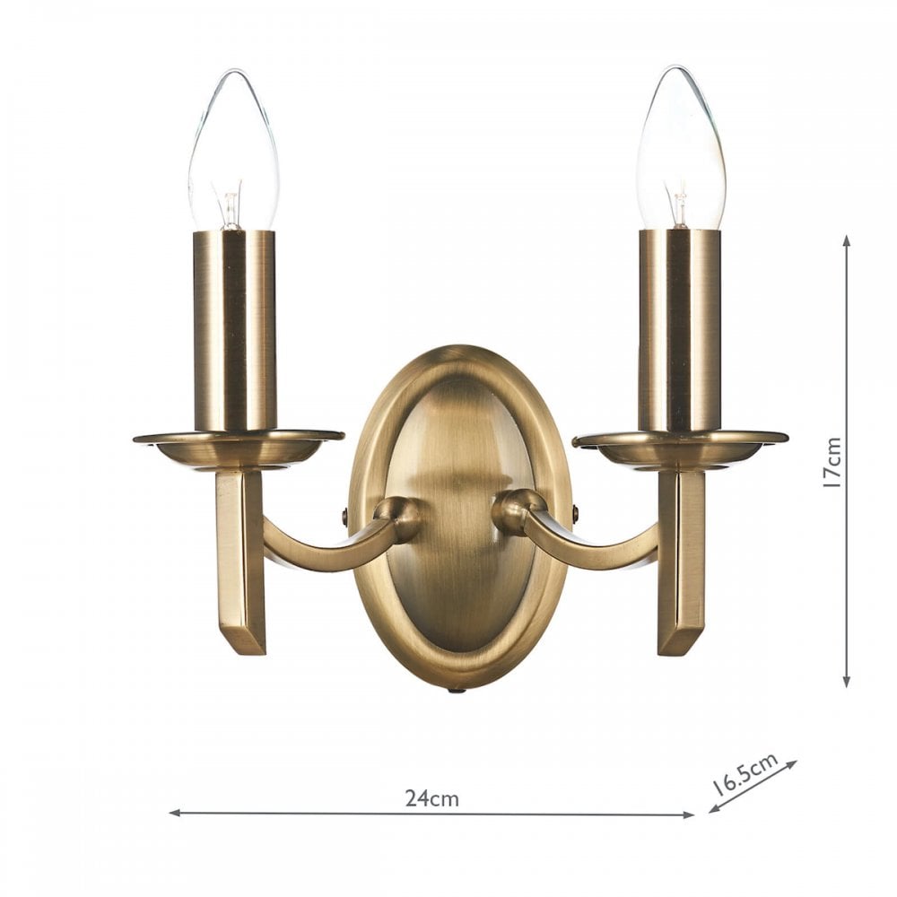 Ambassador 2 Light Antique Brass Wall Light AMB0975