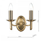 Ambassador 2 Light Antique Brass Wall Light AMB0975