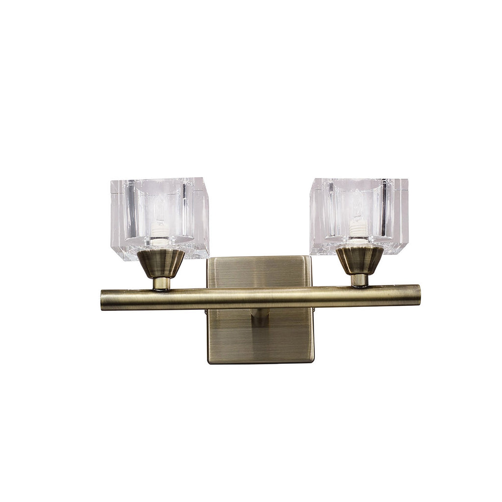 M2364AB Cuadrax 2 Light Antique Brass Wall Lamp