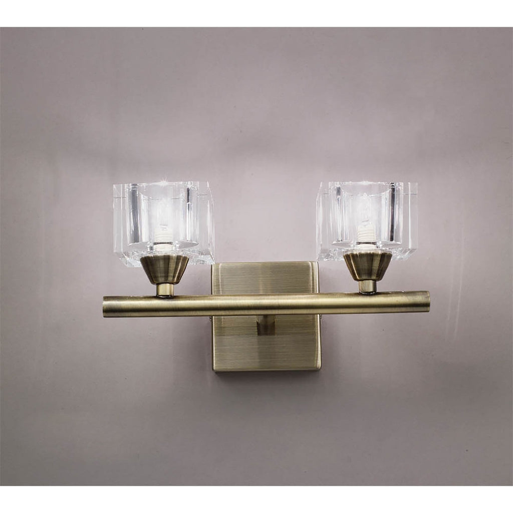 M2364AB Cuadrax 2 Light Antique Brass Wall Lamp