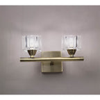 M2364AB Cuadrax 2 Light Antique Brass Wall Lamp