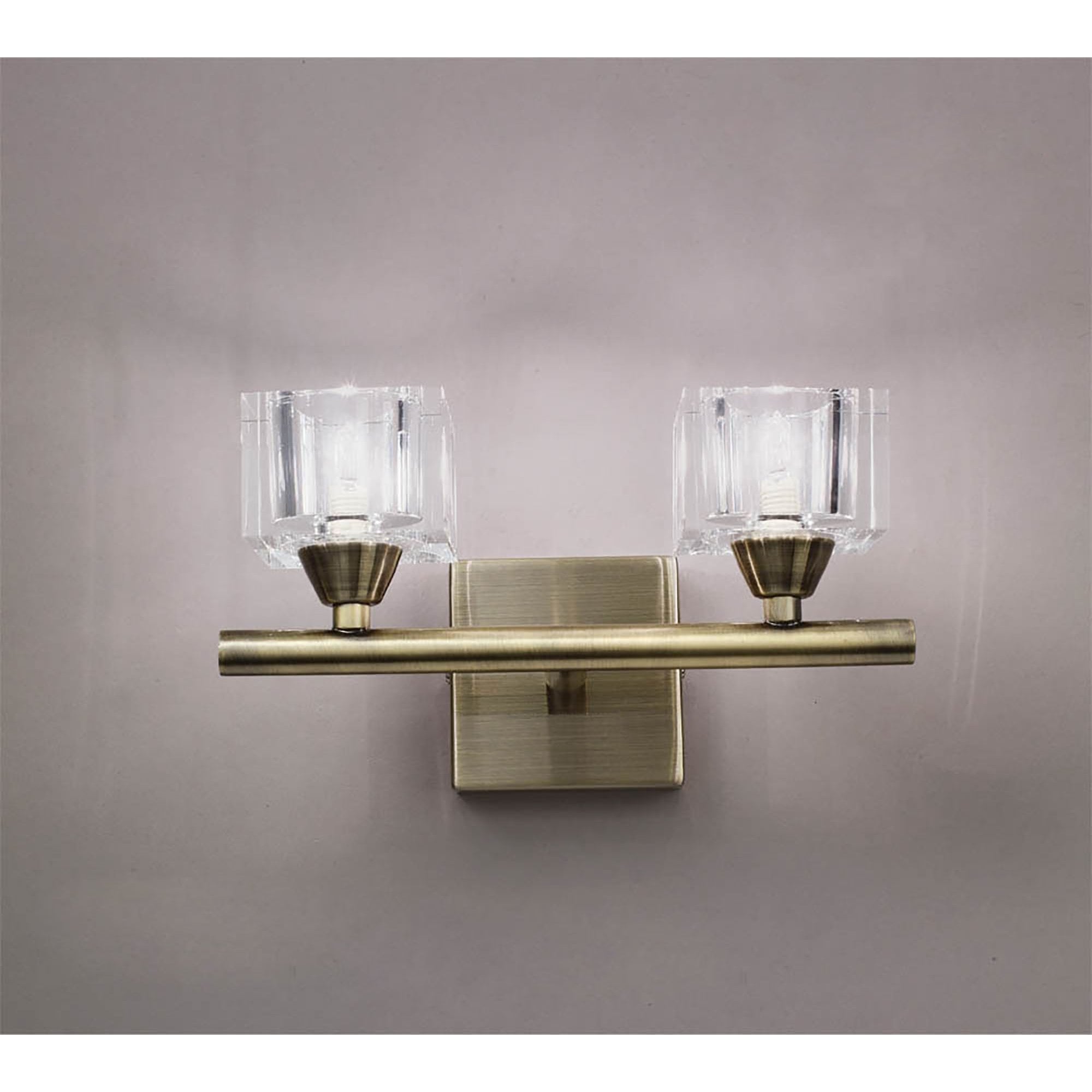 M2364AB Cuadrax 2 Light Antique Brass Wall Lamp
