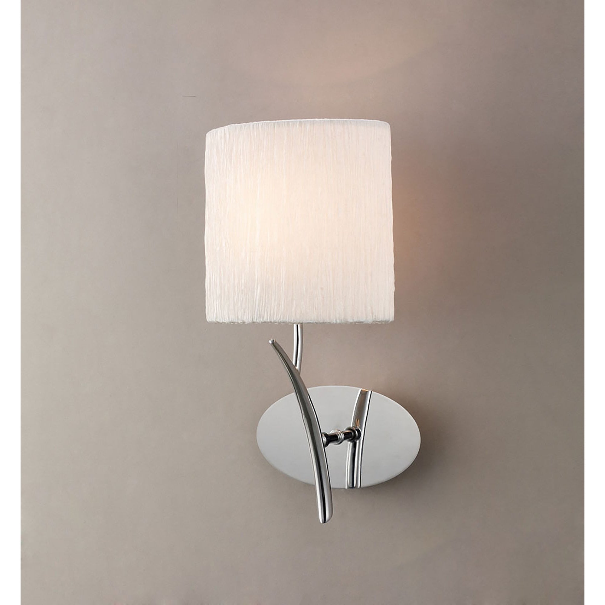 M1134/S Eve 1 Lt Chrome Switched Wall Lamp With Ivory Shade