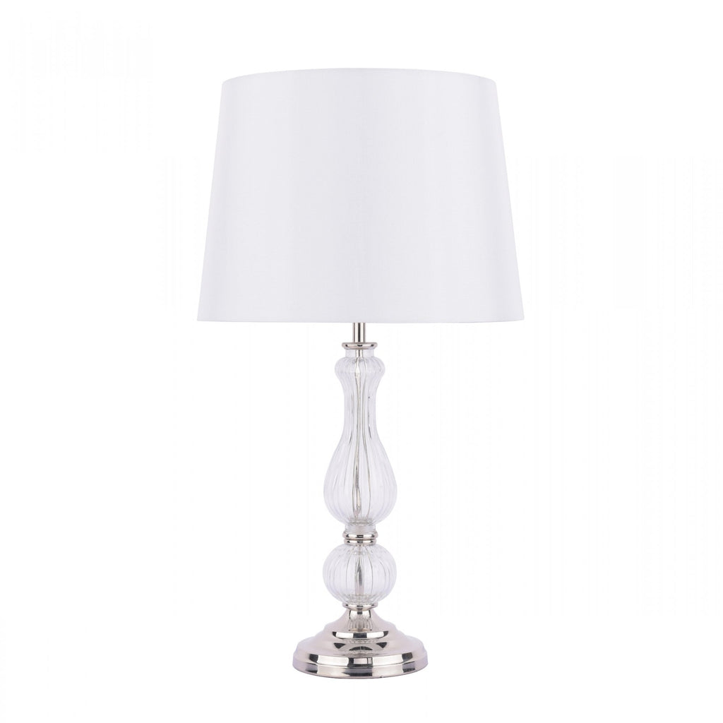 Bradshaw Ribbed Glass Table Lamp In Polished Nickel Finish With Shade LA3756202-Q