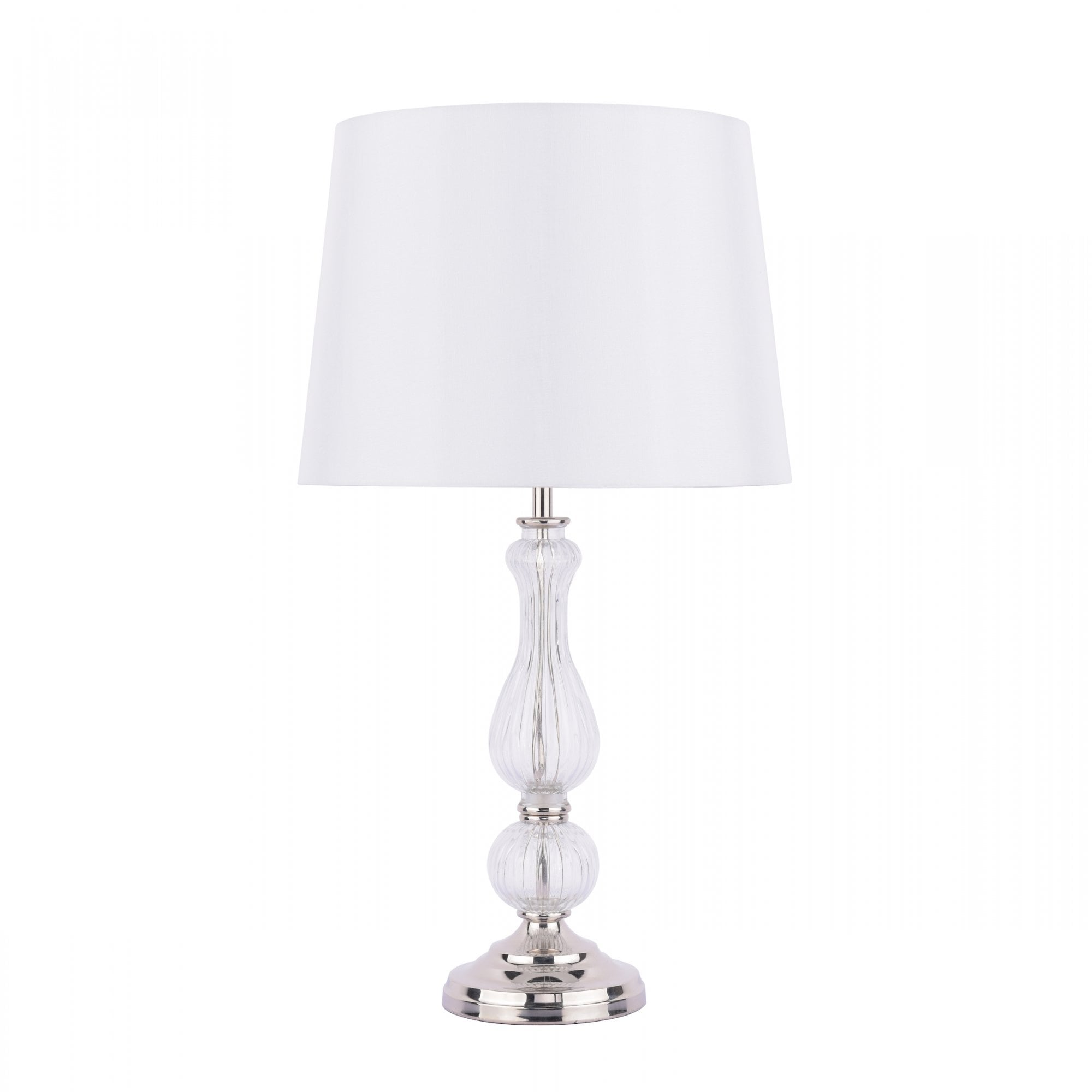 Bradshaw Ribbed Glass Table Lamp In Polished Nickel Finish With Shade LA3756202-Q