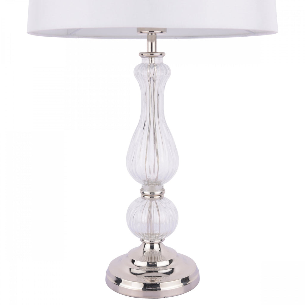 Bradshaw Ribbed Glass Table Lamp In Polished Nickel Finish With Shade LA3756202-Q