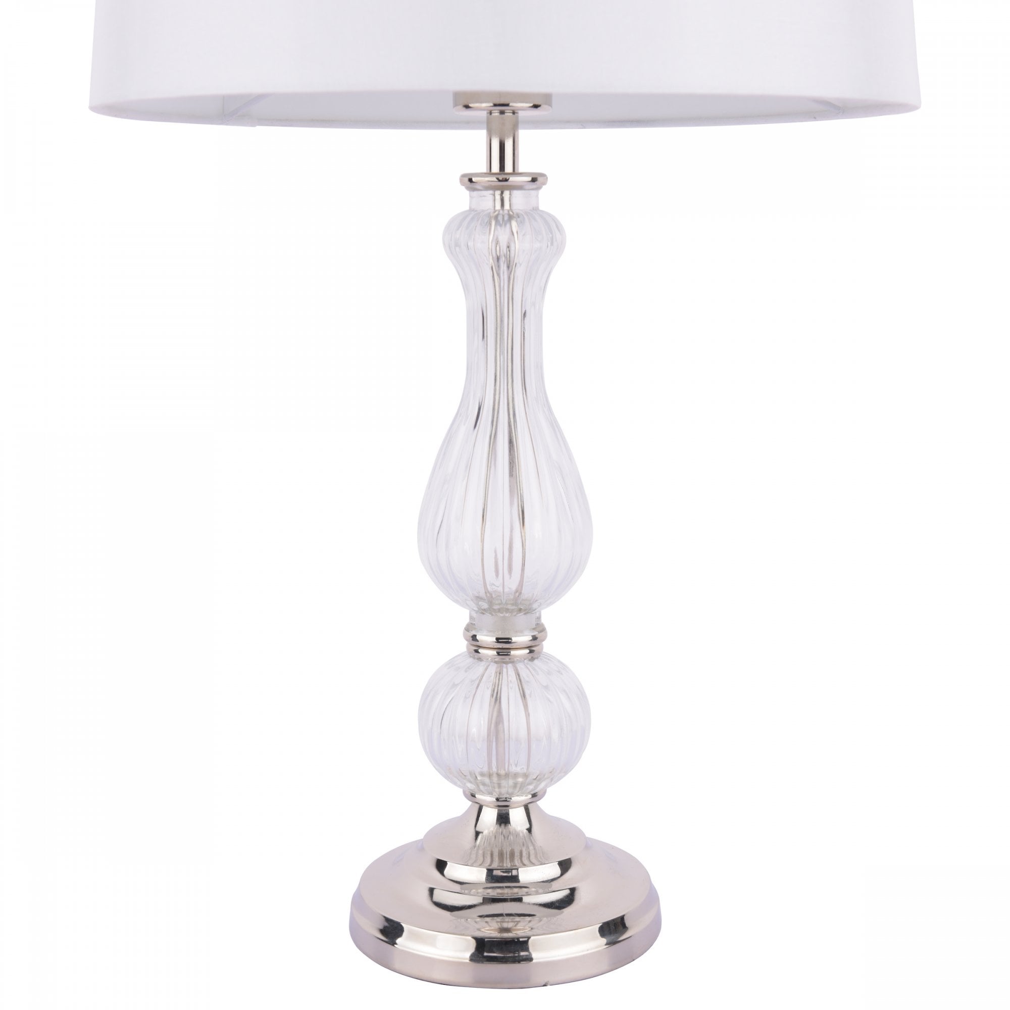 Bradshaw Ribbed Glass Table Lamp In Polished Nickel Finish With Shade LA3756202-Q