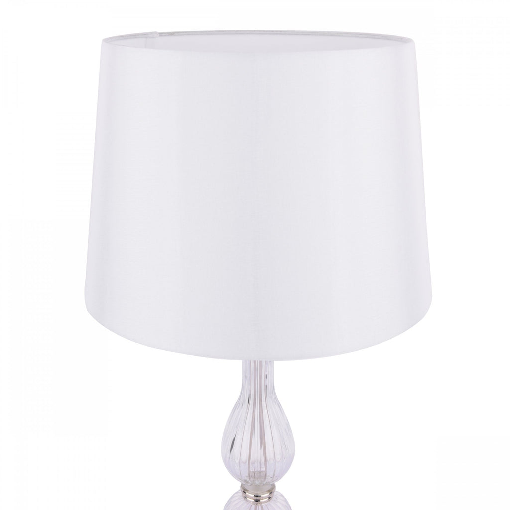 Bradshaw Ribbed Glass Table Lamp In Polished Nickel Finish With Shade LA3756202-Q