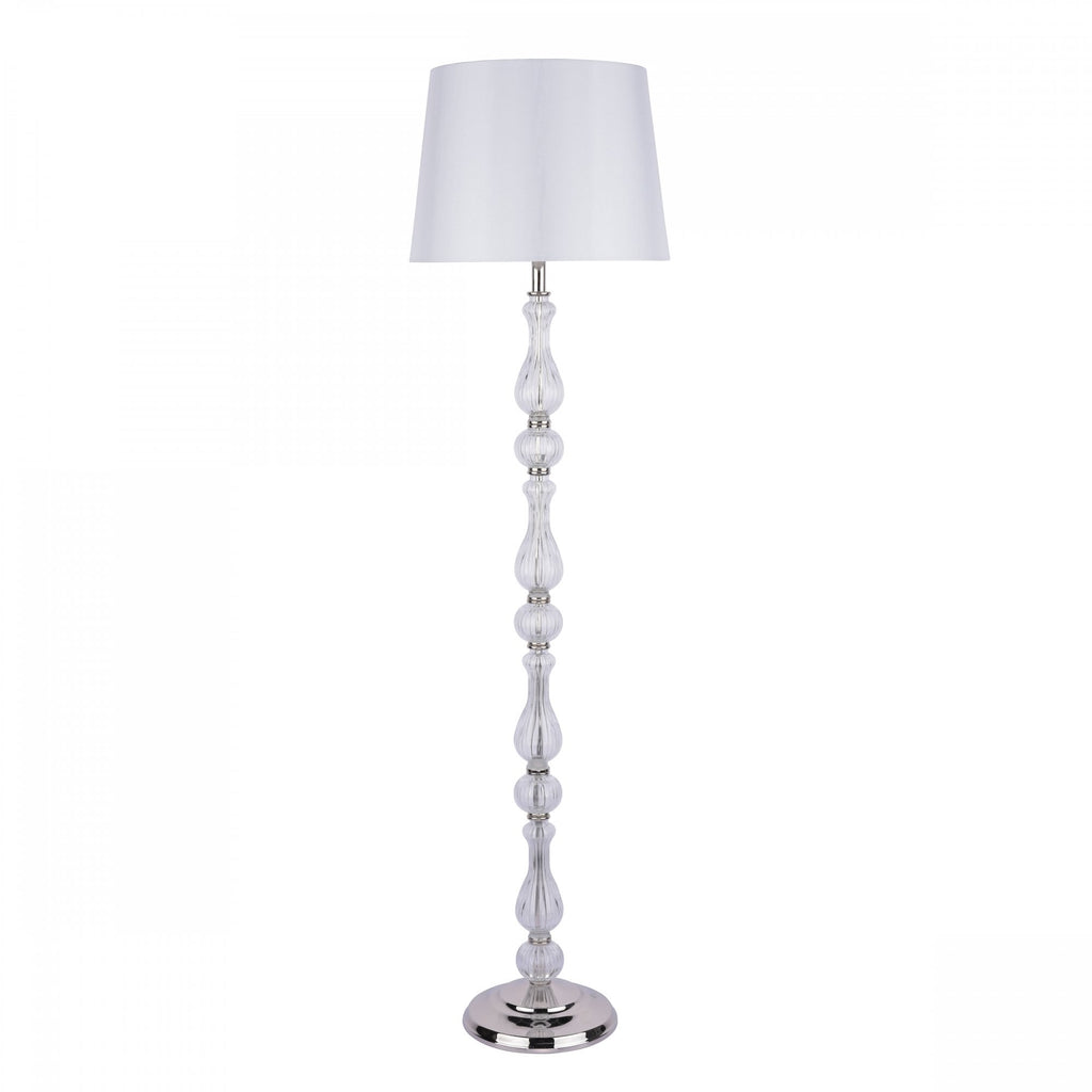 Bradshaw Ribbed Glass Floor Lamp In Polished Nickel With Shade LA3756203-Q