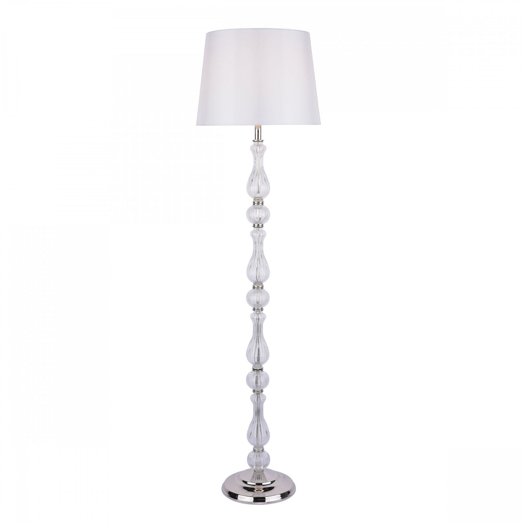 Bradshaw Ribbed Glass Floor Lamp In Polished Nickel With Shade LA3756203-Q