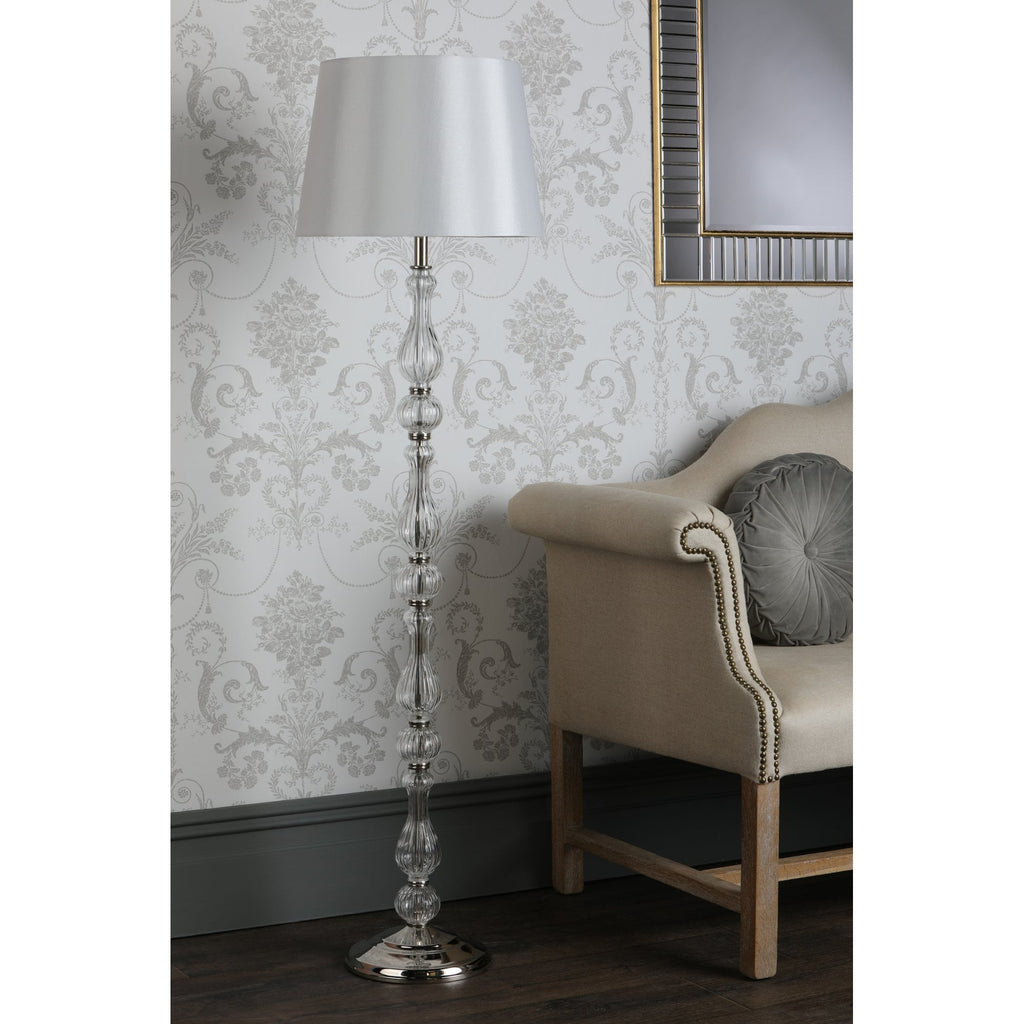 Bradshaw Ribbed Glass Floor Lamp In Polished Nickel With Shade LA3756203-Q