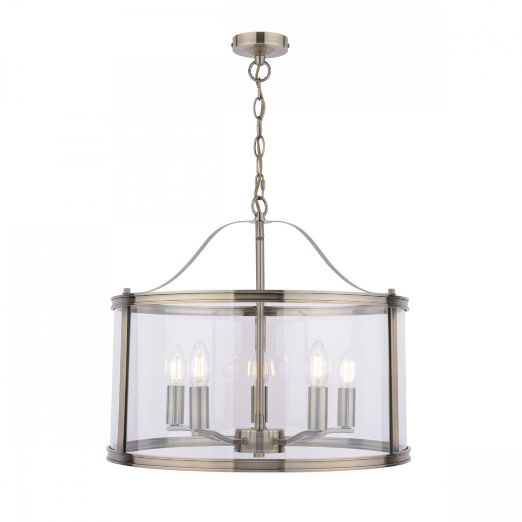Harrington Classic 5 Light Ceiling Lantern In Antique Brass Finish With Glass LA3756204-Q