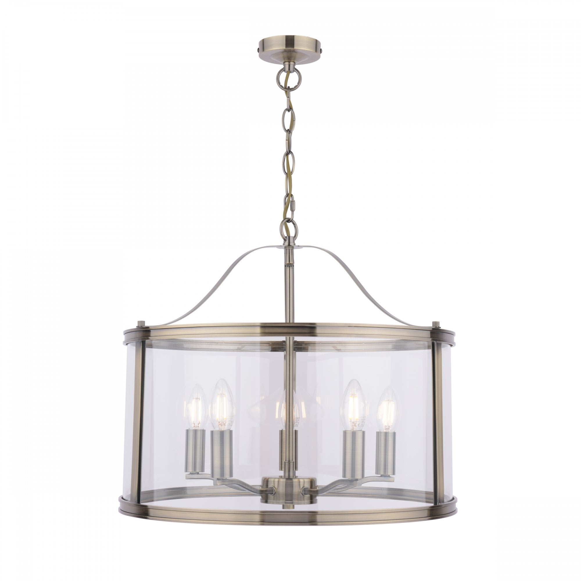 Harrington Classic 5 Light Ceiling Lantern In Antique Brass Finish With Glass LA3756204-Q