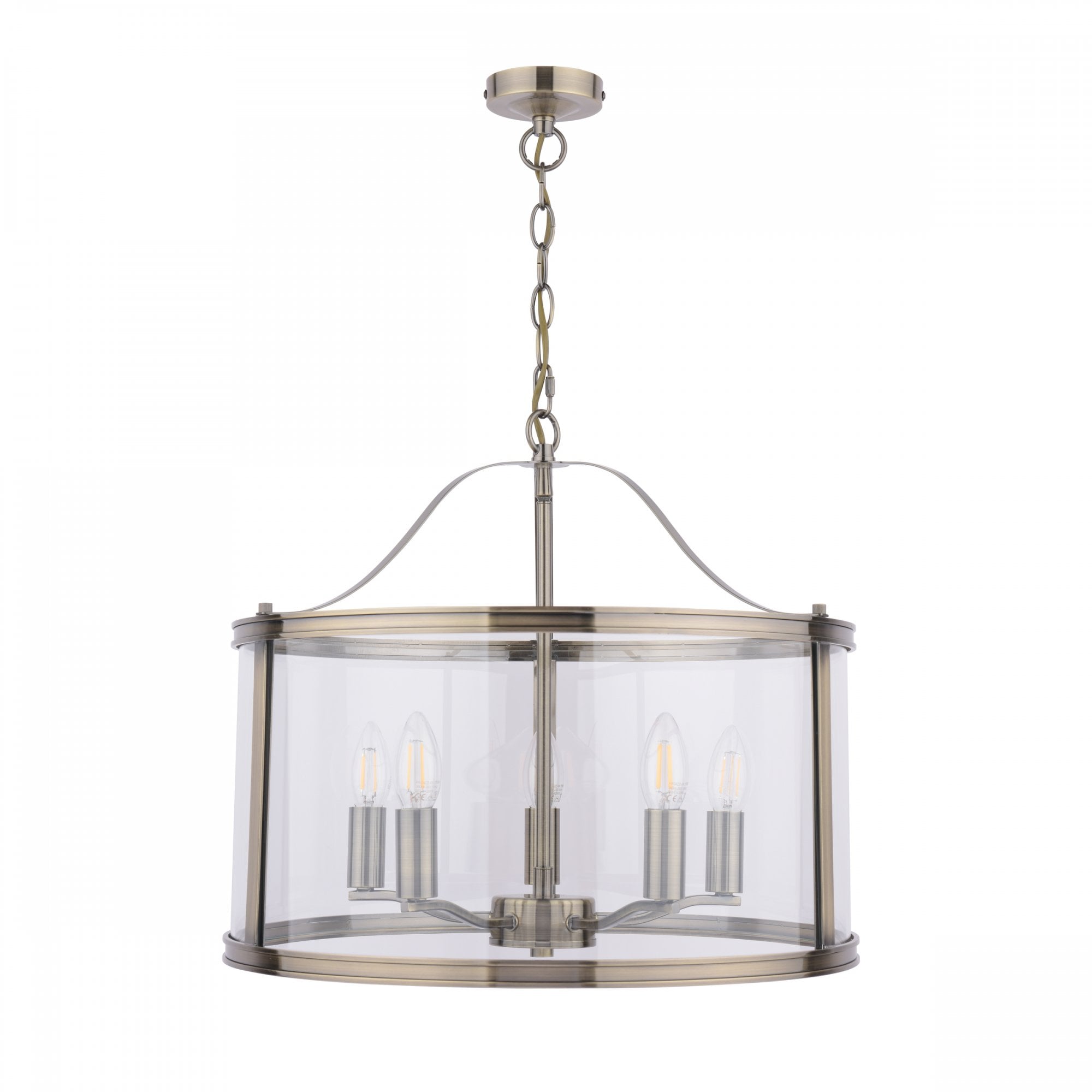 Harrington Classic 5 Light Ceiling Lantern In Antique Brass Finish With Glass LA3756204-Q