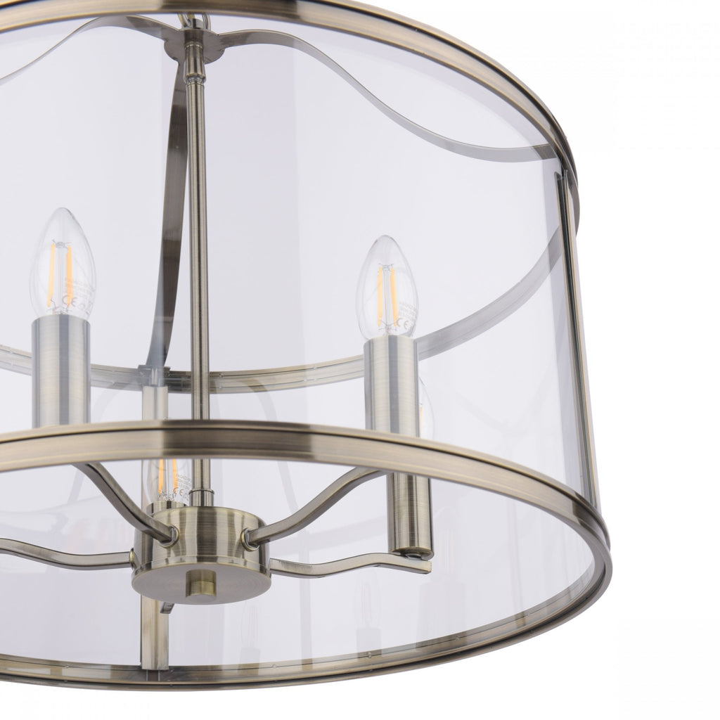 Harrington Classic 5 Light Ceiling Lantern In Antique Brass Finish With Glass LA3756204-Q