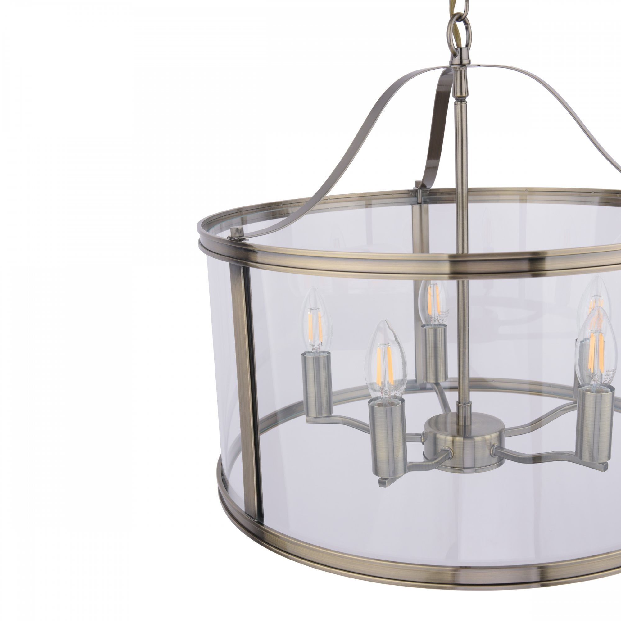 Harrington Classic 5 Light Ceiling Lantern In Antique Brass Finish With Glass LA3756204-Q