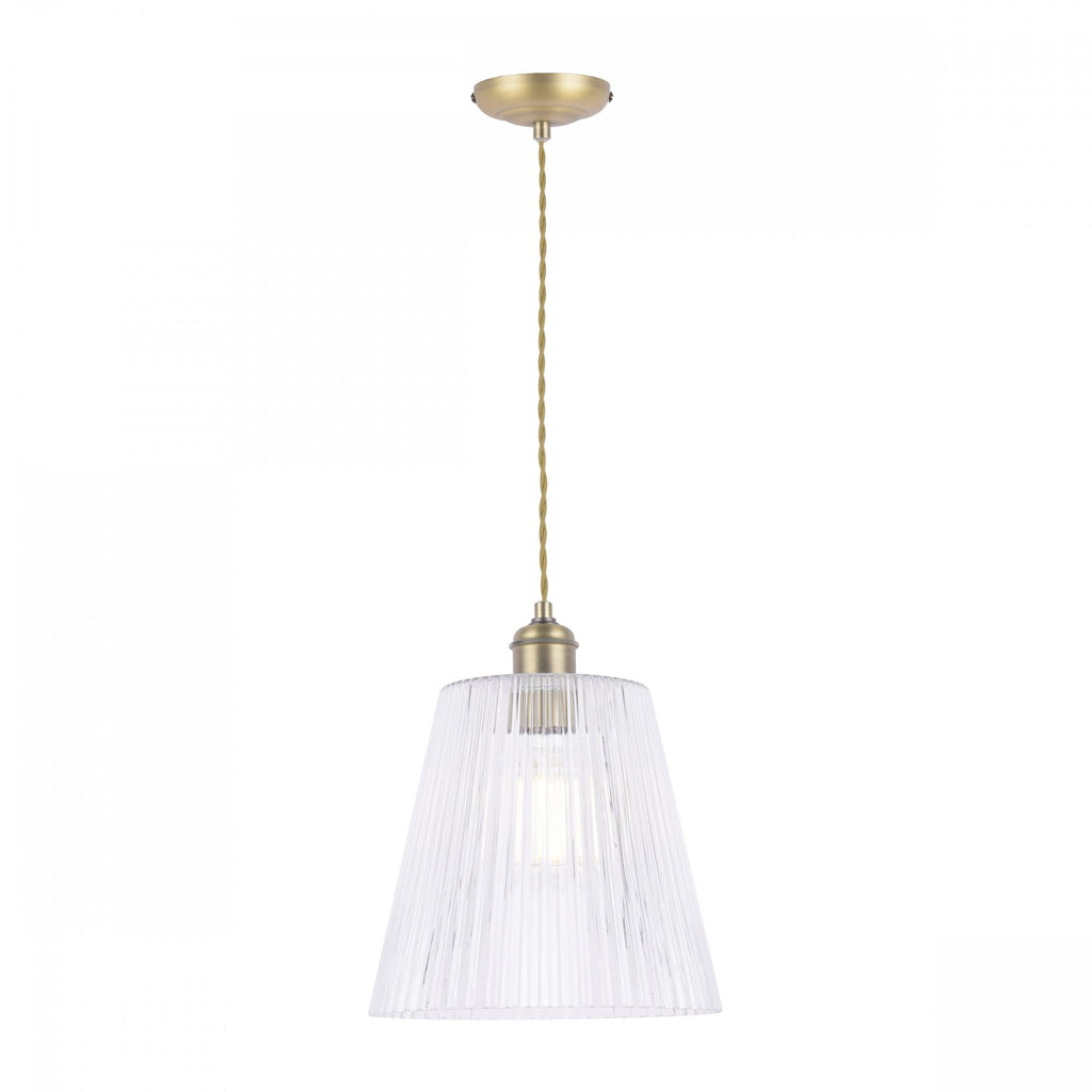 Callaghan Classic Grand Pendant In Antique Brass Finish With Ribbed Glass Shade LA3756205-Q