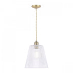 Callaghan Classic Grand Pendant In Antique Brass Finish With Ribbed Glass Shade LA3756205-Q