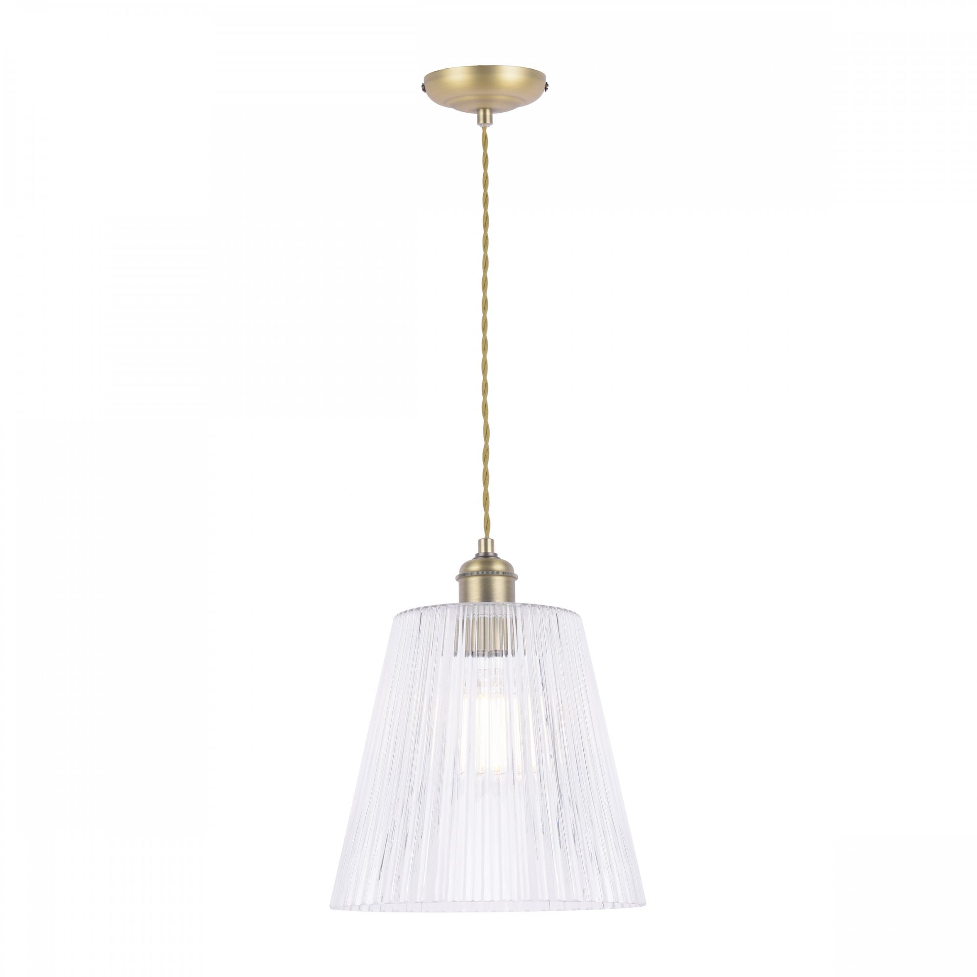 Callaghan Classic Grand Pendant In Antique Brass Finish With Ribbed Glass Shade LA3756205-Q