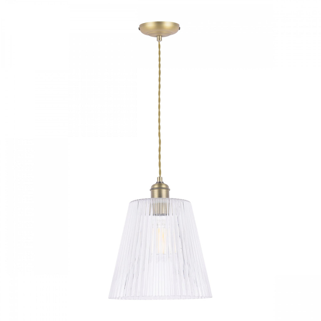 Callaghan Classic Grand Pendant In Antique Brass Finish With Ribbed Glass Shade LA3756205-Q