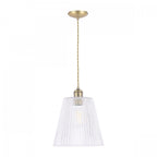 Callaghan Classic Grand Pendant In Antique Brass Finish With Ribbed Glass Shade LA3756205-Q