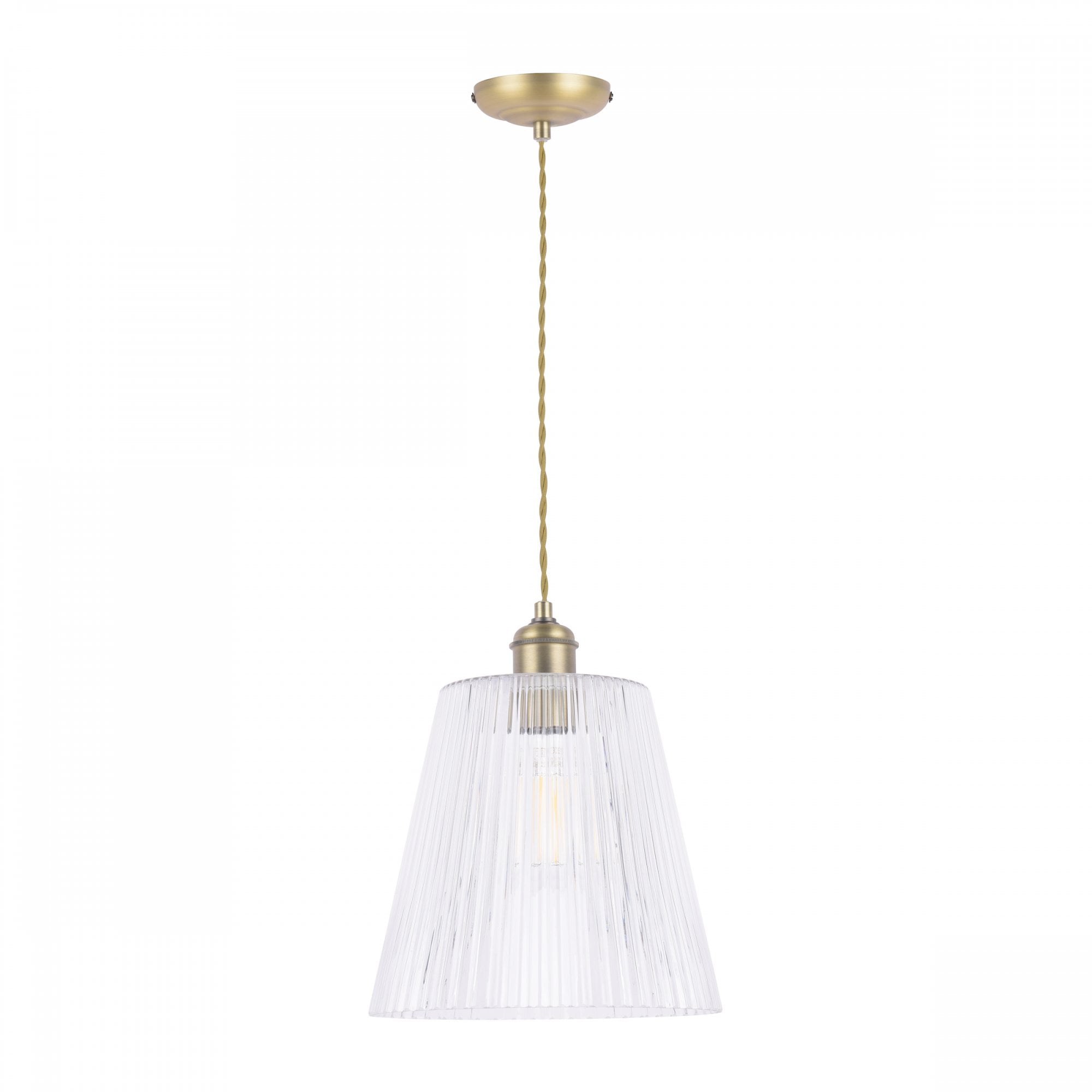 Callaghan Classic Grand Pendant In Antique Brass Finish With Ribbed Glass Shade LA3756205-Q
