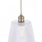 Callaghan Classic Grand Pendant In Antique Brass Finish With Ribbed Glass Shade LA3756205-Q