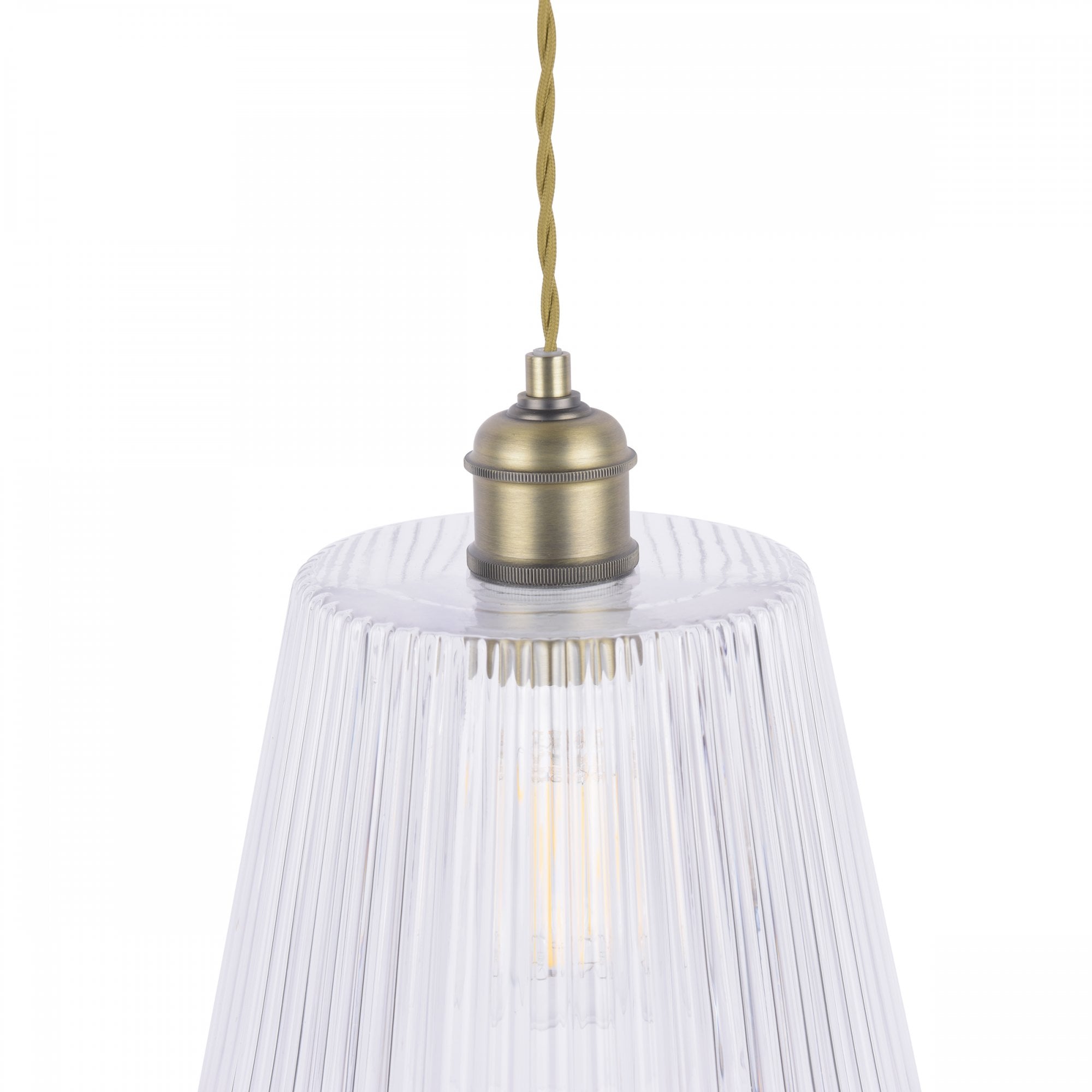 Callaghan Classic Grand Pendant In Antique Brass Finish With Ribbed Glass Shade LA3756205-Q
