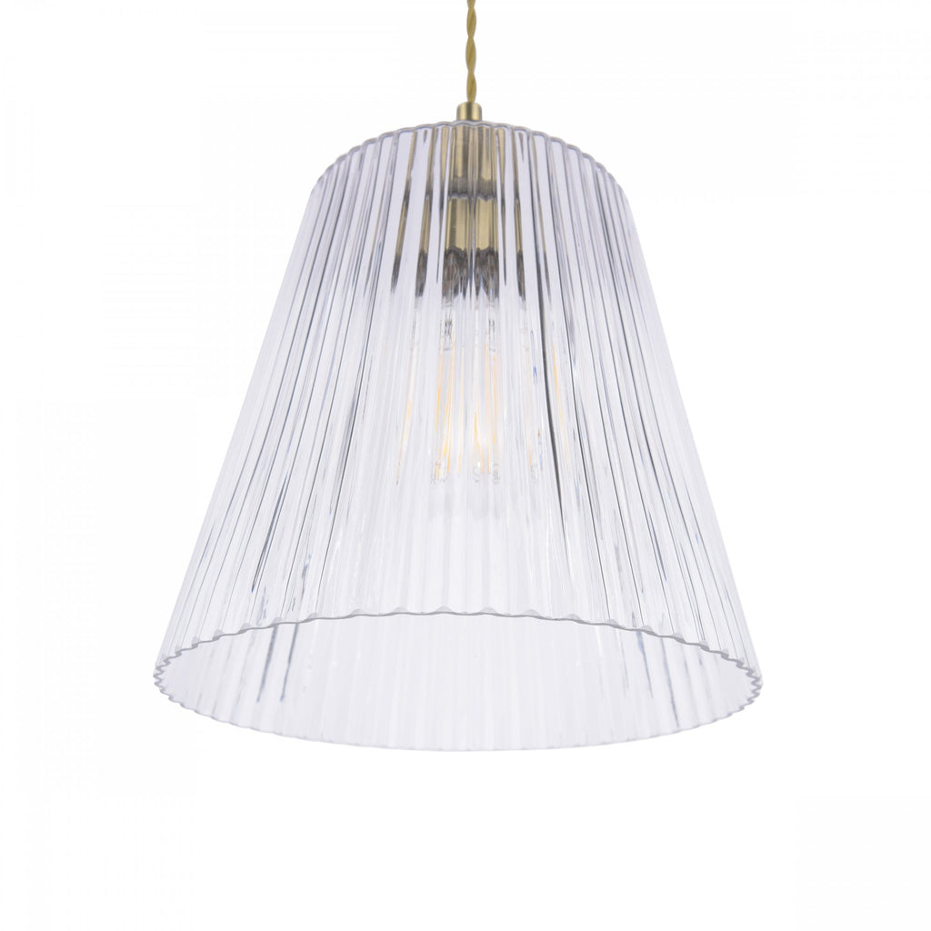 Callaghan Classic Grand Pendant In Antique Brass Finish With Ribbed Glass Shade LA3756205-Q