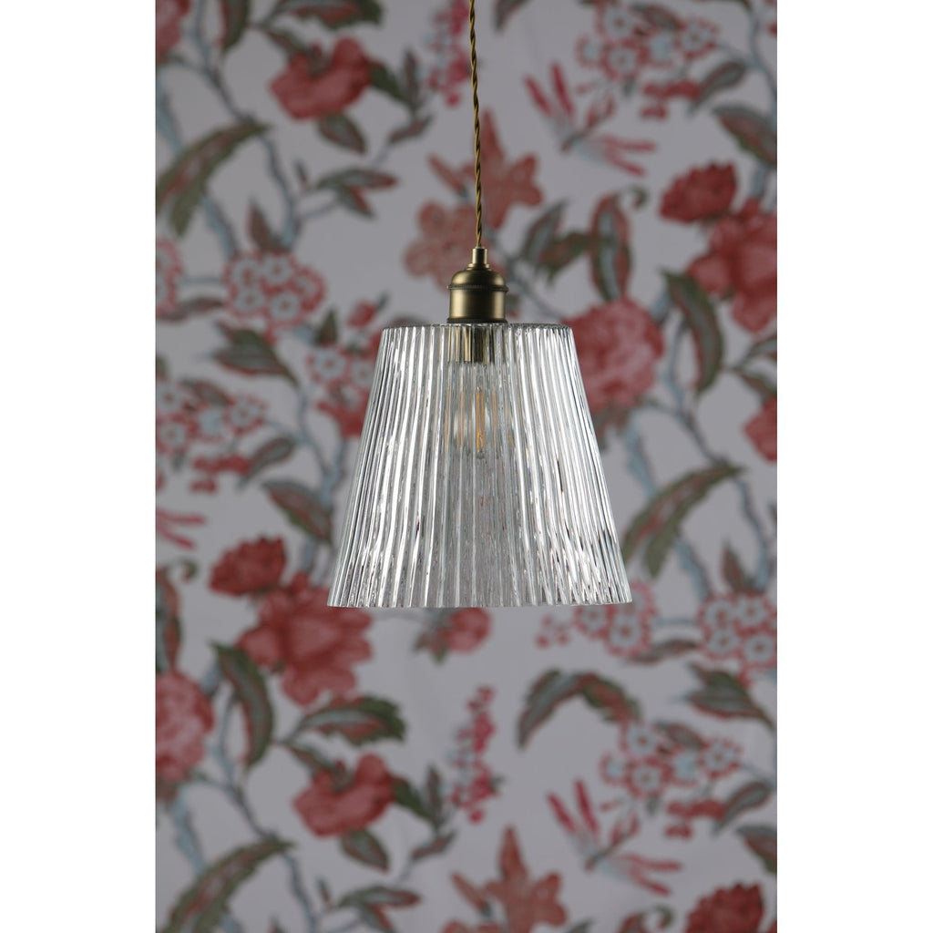 Callaghan Classic Grand Pendant In Antique Brass Finish With Ribbed Glass Shade LA3756205-Q