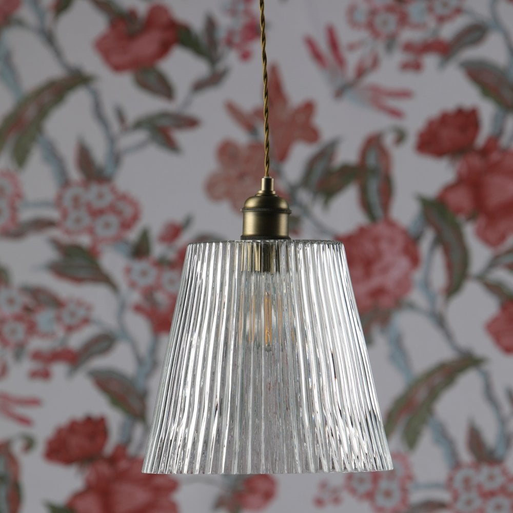 Callaghan Classic Grand Pendant In Antique Brass Finish With Ribbed Glass Shade LA3756205-Q