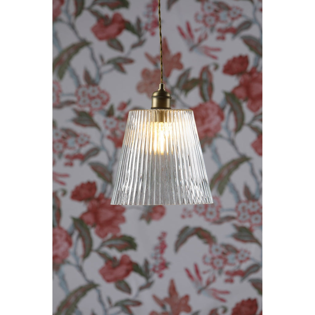 Callaghan Classic Grand Pendant In Antique Brass Finish With Ribbed Glass Shade LA3756205-Q
