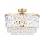 Rhosill 3 Light Semi Flush Ceiling Light With Faceted Glass In Antique Brass Finish LA3756206-Q