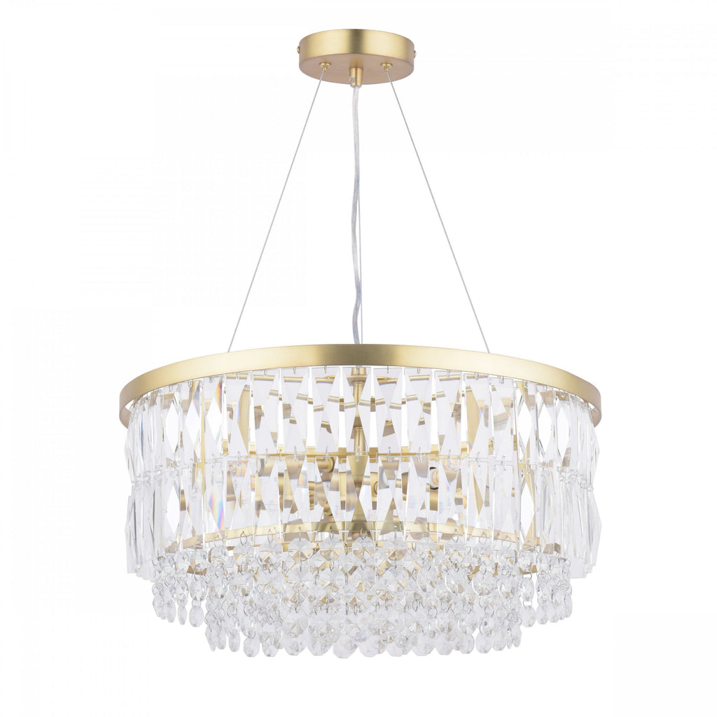 Rhosill 4 Light Ceiling Chandelier With Faceted Glass In Antique Brass Finish LA3756207-Q