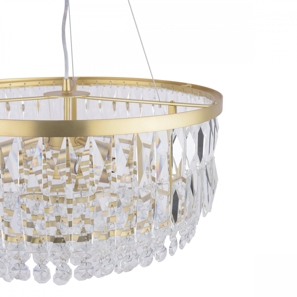 Rhosill 4 Light Ceiling Chandelier With Faceted Glass In Antique Brass Finish LA3756207-Q