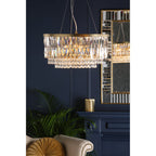 Rhosill 4 Light Ceiling Chandelier With Faceted Glass In Antique Brass Finish LA3756207-Q