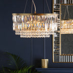 Rhosill 4 Light Ceiling Chandelier With Faceted Glass In Antique Brass Finish LA3756207-Q