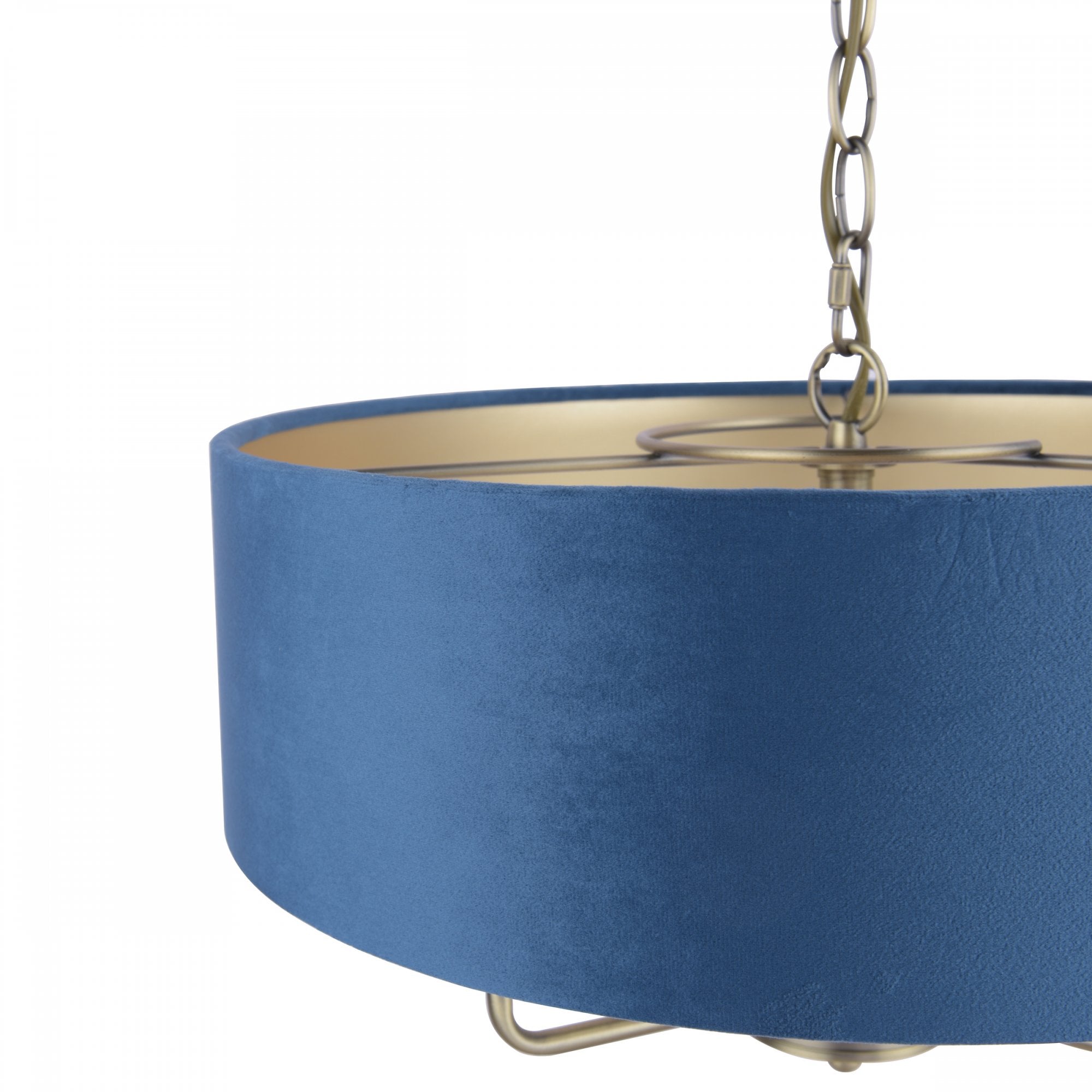 Sorrento 3 Light Ceiling Pendant In Antique Brass Finish With Blue Shade LA3756209-Q