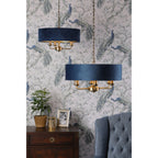 Sorrento 3 Light Ceiling Pendant In Antique Brass Finish With Blue Shade LA3756209-Q