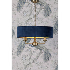 Sorrento 3 Light Ceiling Pendant In Antique Brass Finish With Blue Shade LA3756209-Q