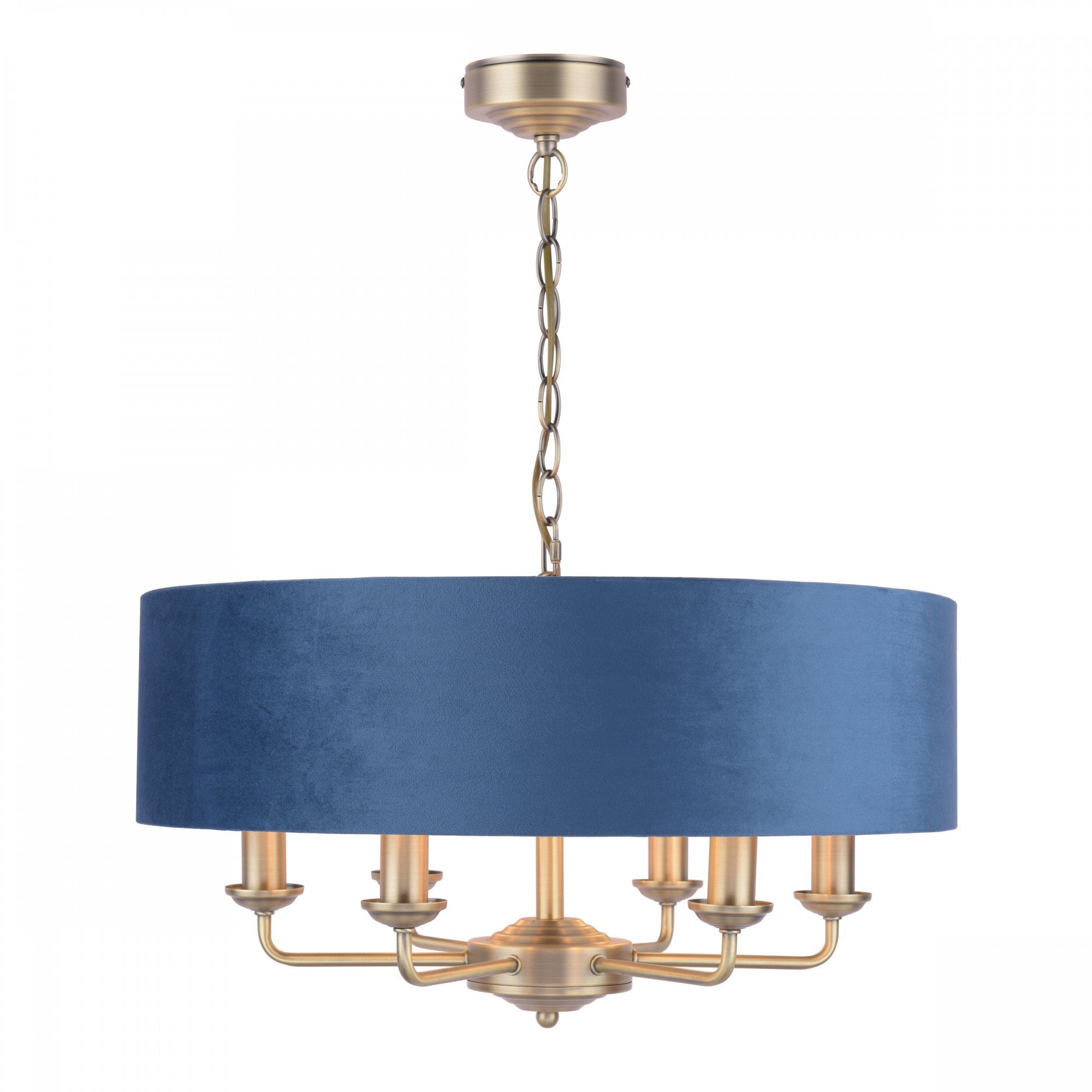 Sorrento 6 Light Ceiling Pendant In Antique Brass Finish With Blue Shade LA3756237-Q