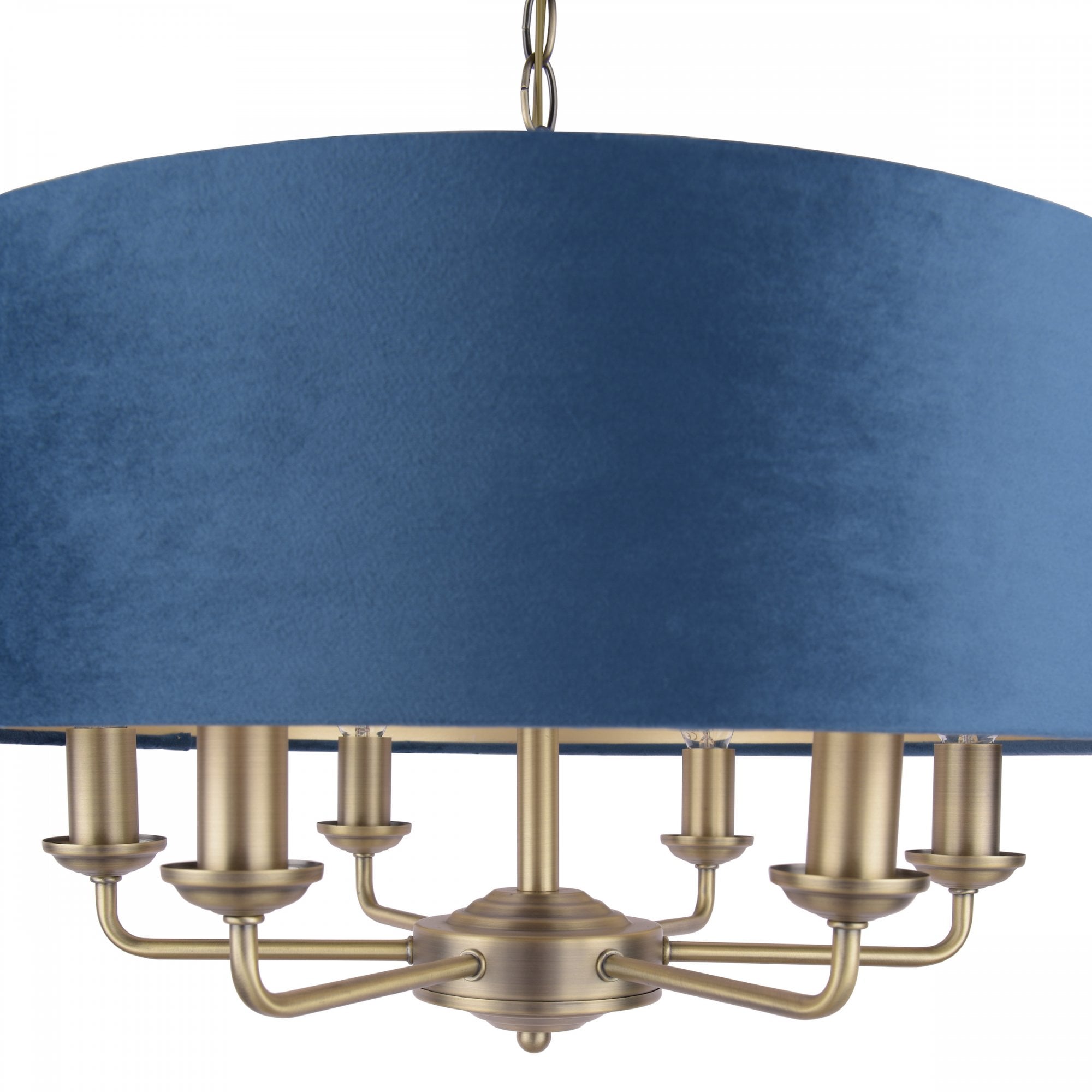 Sorrento 6 Light Ceiling Pendant In Antique Brass Finish With Blue Shade LA3756237-Q