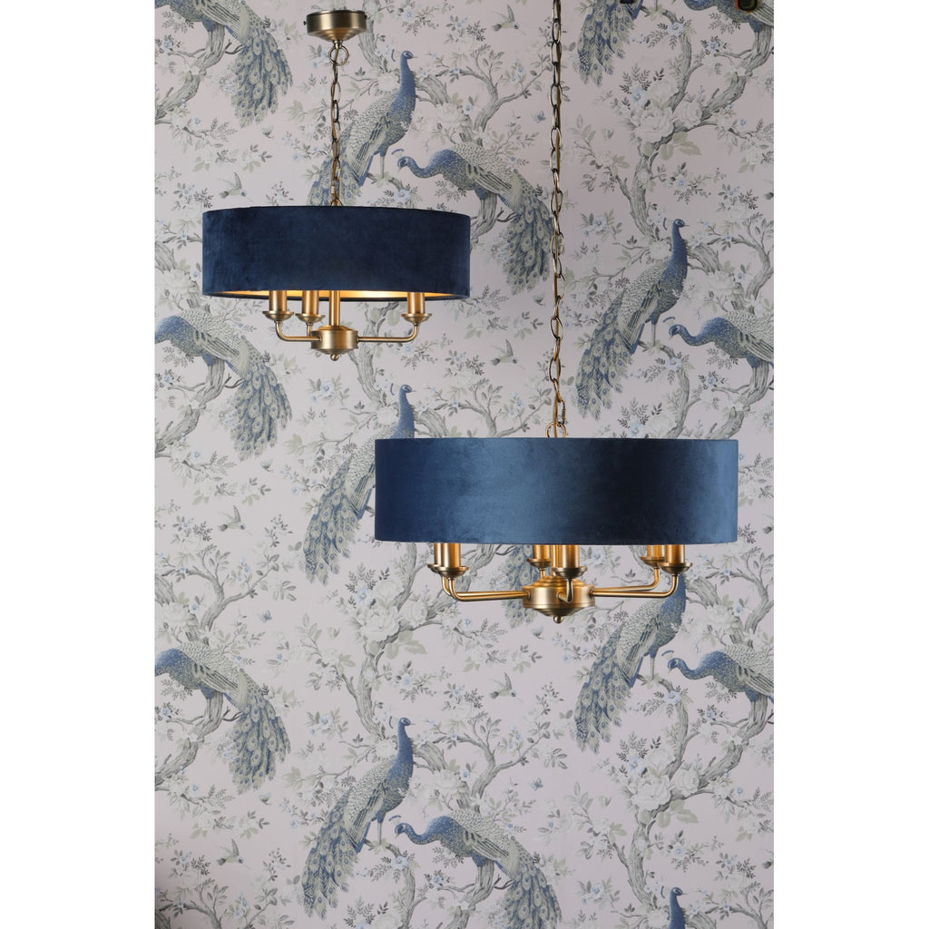 Sorrento 6 Light Ceiling Pendant In Antique Brass Finish With Blue Shade LA3756237-Q