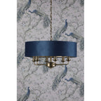 Sorrento 6 Light Ceiling Pendant In Antique Brass Finish With Blue Shade LA3756237-Q