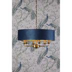 Sorrento 6 Light Ceiling Pendant In Antique Brass Finish With Blue Shade LA3756237-Q